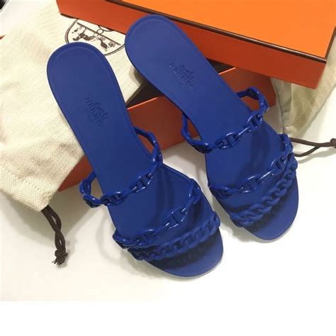 hermes blue jelly sandals|Hermes jelly flat sandals.